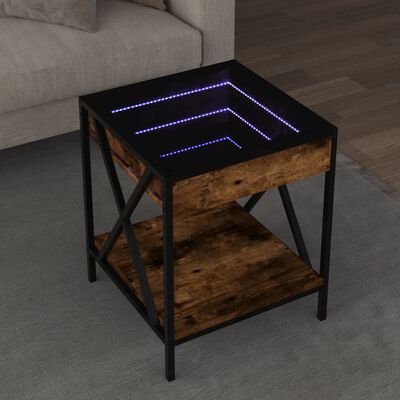 vidaXL Salontafel met Infinity LED 40x40x49 cm gerookt eikenkleurig