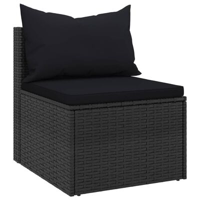 vidaXL Tuinmiddenbanken met kussens 2 st poly rattan zwart