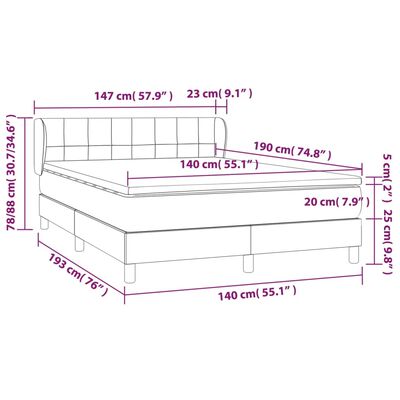 vidaXL Boxspring met matras fluweel donkerblauw 140x190 cm