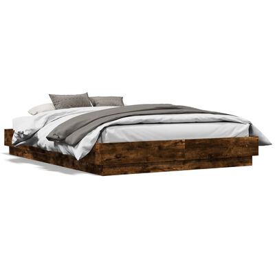 vidaXL Bedframe bewerkt hout gerookt eikenkleurig 140x190 cm