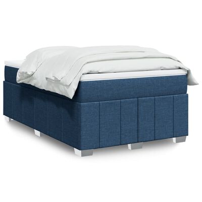 vidaXL Boxspring met matras stof blauw 120x200 cm