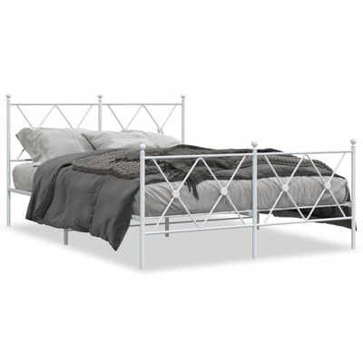 vidaXL Bedframe met hoofd- en voeteneinde metaal wit 140x200 cm