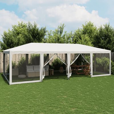 vidaXL Partytent met 12 mesh zijwanden 8x4 m HDPE wit