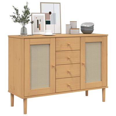 vidaXL Dressoir SENJA rattan-look 112x40x80 cm grenenhout bruin