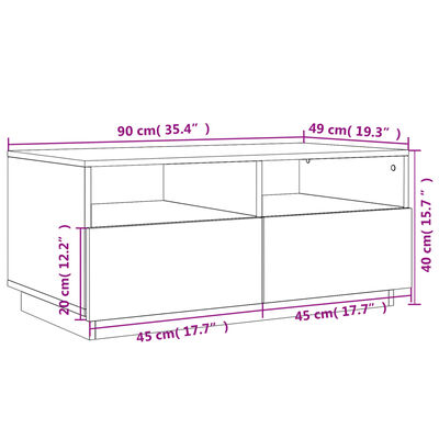 vidaXL Salontafel met LED-verlichting 90x49x40 cm bruin eikenkleur