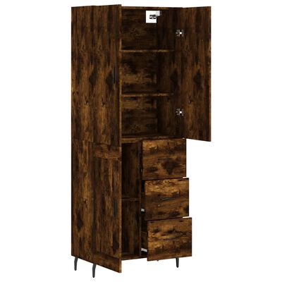 vidaXL Hoge kast 69,5x34x180 cm bewerkt hout gerookt eikenkleurig