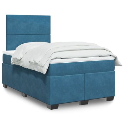 vidaXL Boxspring met matras fluweel blauw 120x200 cm