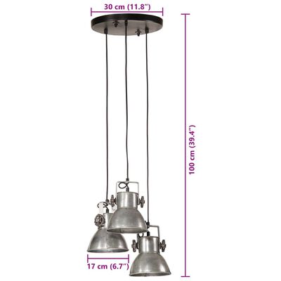 vidaXL Hanglamp 25 W E27 30x30x100 cm vintage zilverkleurig