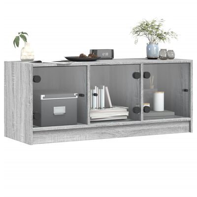 vidaXL Tv-meubel met glazen deuren 102x37x42 cm grijs sonoma eiken