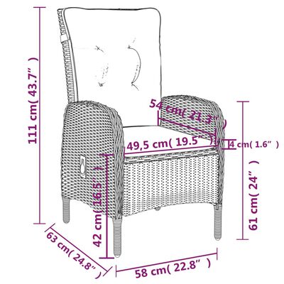 vidaXL 7-delige Tuinset poly rattan zwart