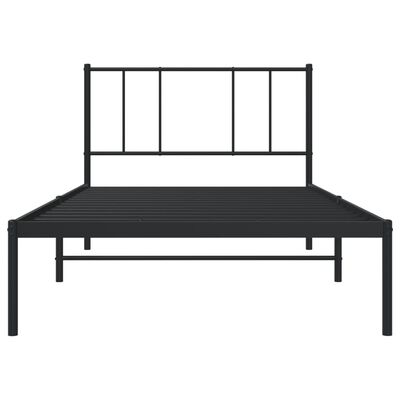 vidaXL Bedframe met hoofdbord metaal zwart 90x200 cm