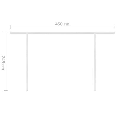 vidaXL Luifel handmatig uittrekbaar met palen 4,5x3 m antracietkleurig