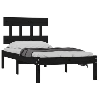 vidaXL Bedframe massief hout zwart 90x190 cm