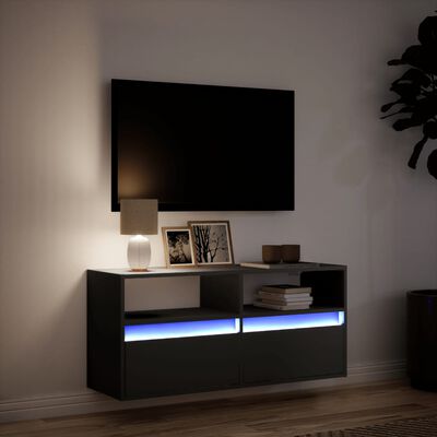 vidaXL Tv-wandmeubel met LED-verlichting 100x31x45 cm zwart