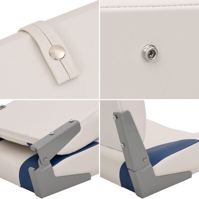 vidaXL 4-delige Bootstoelenset met blauw-witte kussens inklapbaar