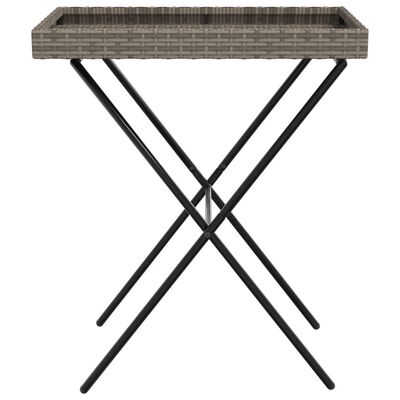 vidaXL Dienbladtafel inklapbaar 65x40x75 cm poly rattan grijs