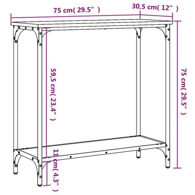 vidaXL Wandtafel 75x30,5x75 cm bewerkt hout zwart