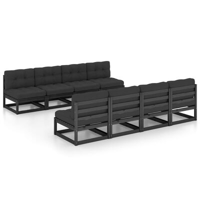 vidaXL 9-delige Loungeset met kussens massief grenenhout