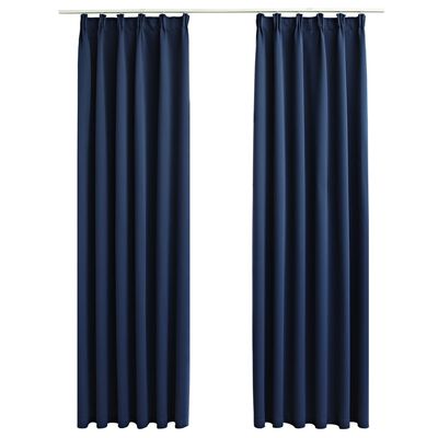 vidaXL Gordijnen verduisterend met haken 2 st 140x175 cm blauw