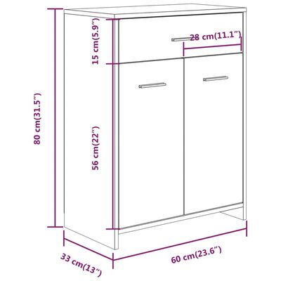 vidaXL Badkamerkast 60x33x80 cm bewerkt hout gerookt eikenkleurig