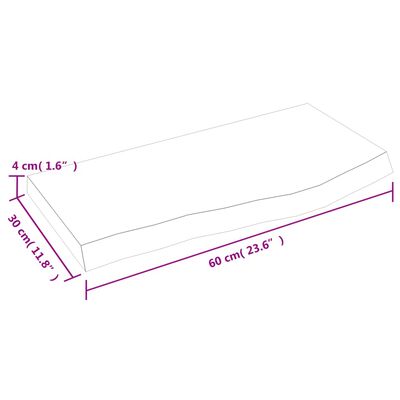 vidaXL Wastafelblad 60x30x(2-4) cm behandeld massief hout lichtbruin