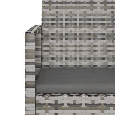 vidaXL 3-delige Loungeset met kussens poly rattan grijs