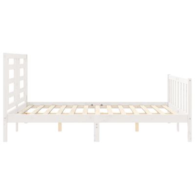 vidaXL Bedframe met hoofdbord massief hout wit