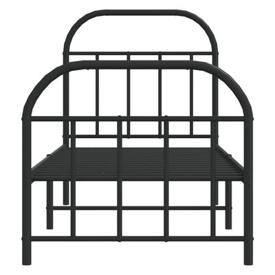 vidaXL Bedframe met hoofd- en voeteneinde metaal zwart 75x190 cm