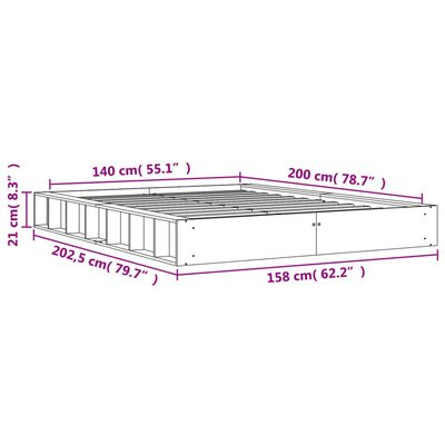 vidaXL Bedframe zonder matras massief grenenhout wasbruin 140x200 cm