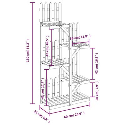 vidaXL Plantenstandaard 60x25x130 cm massief vurenhout