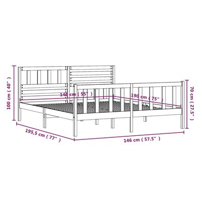 vidaXL Bedframe massief hout 140x190 cm