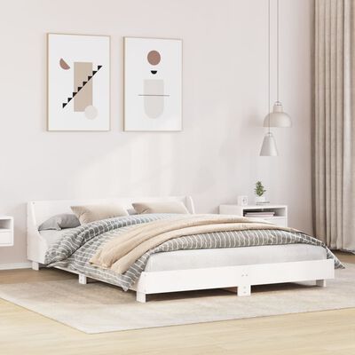 vidaXL Bedframe zonder matras massief grenenhout wit 150x200 cm