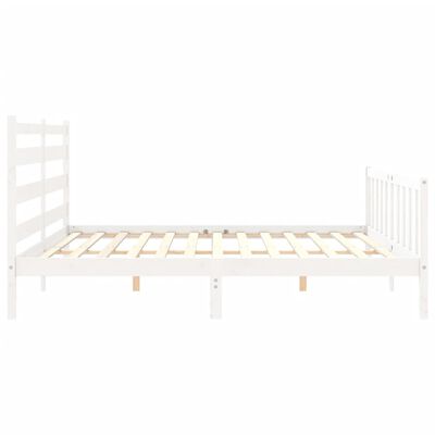 vidaXL Bedframe met hoofdbord massief hout wit 180x200 cm