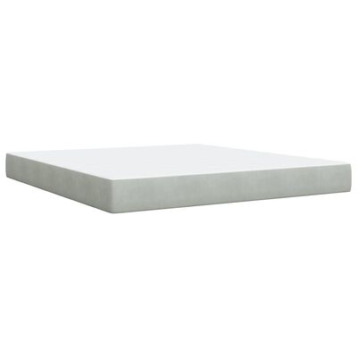 vidaXL Boxspring met matras fluweel lichtgrijs 180x200 cm