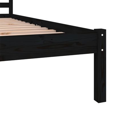 vidaXL Bedframe massief grenenhout zwart 75x190 cm