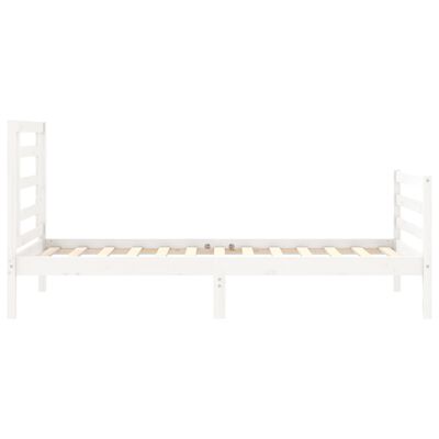 vidaXL Bedframe met hoofdbord massief hout wit 90x200 cm