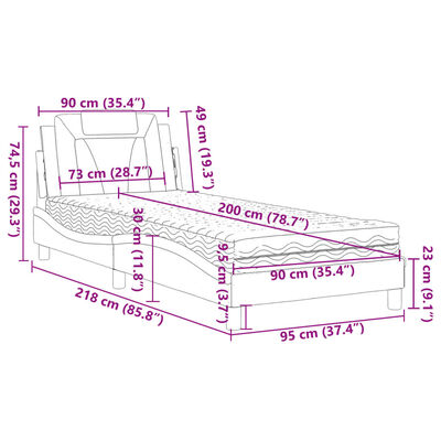 vidaXL Bed met matras kunstleer cappuccinokleurig 90x200 cm