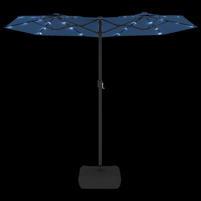 vidaXL Parasol dubbel dak met LED 316x240 cm azuurblauw