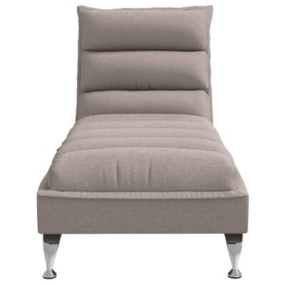 vidaXL Massage chaise longue met kussens stof taupe