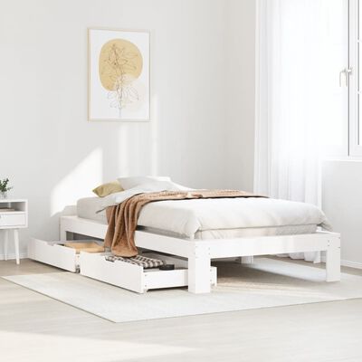 vidaXL Bedframe zonder matras massief grenenhout wit 90x200 cm