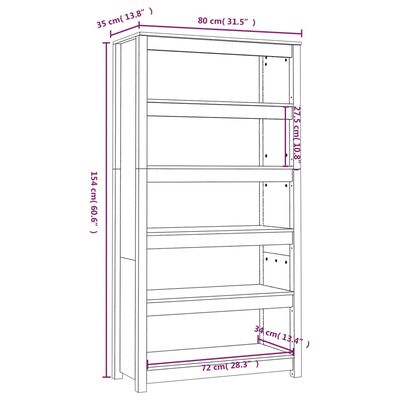 vidaXL Boekenkast 80x35x154 cm massief grenenhout wit