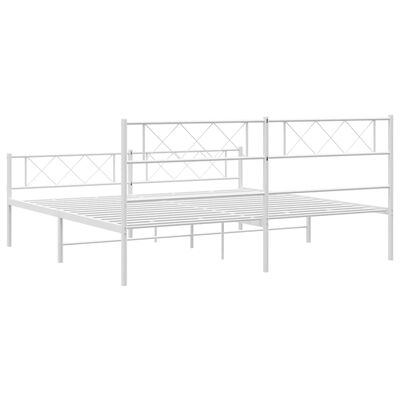 vidaXL Bedframe met hoofd- en voeteneinde metaal wit 200x200 cm