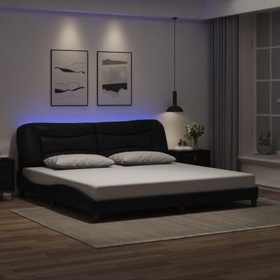 vidaXL Bedframe met LED-verlichting kunstleer zwart 200x200 cm