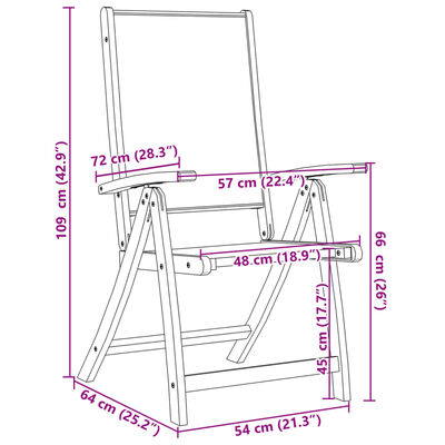 vidaXL Tuinstoelen inklapbaar 2 st massief acaciahout en textileen