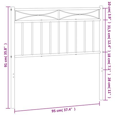 vidaXL Hoofdbord 90 cm metaal zwart