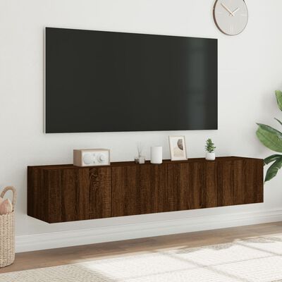 vidaXL Tv-wandmeubels met LED-verlichting 2 st 80x35x31 cm bruineiken