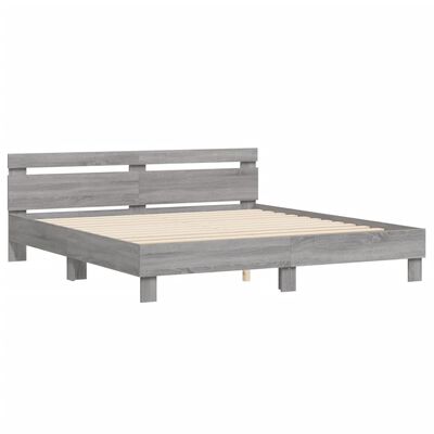 vidaXL Bedframe met hoofdeinde en LED-licht grijs sonoma 180x200 cm