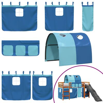 vidaXL Kinderhoogslaper met tunnel 80x200 cm massief grenenhout blauw