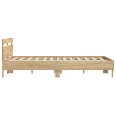 vidaXL Bedframe met hoofdeinde bewerkt hout sonoma eiken 140x200 cm