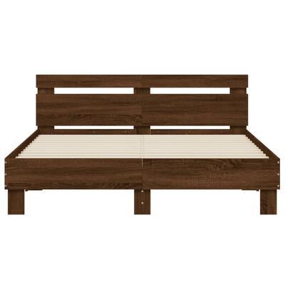 vidaXL Bedframe met hoofdeinde bewerkt hout bruineikenkleur 140x200 cm